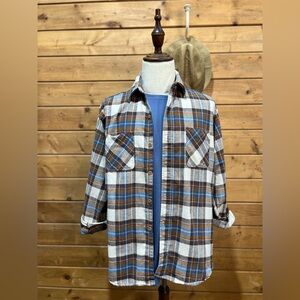 Vintage JCPenney Big Mac Plaid Flannel Shirt USA Made Cotton Size Large